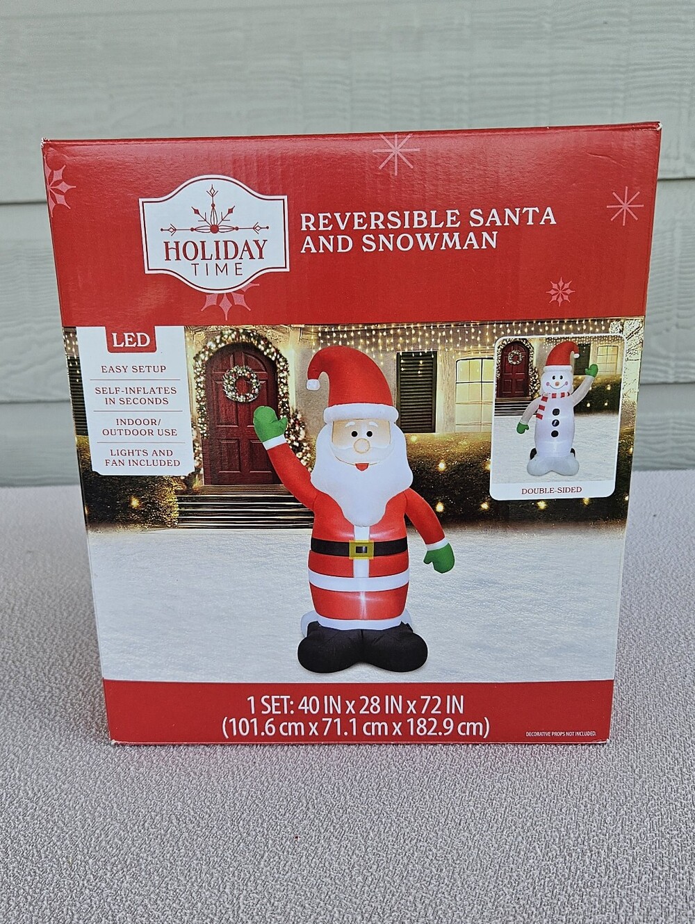 Holiday Time Inflatable Reversible Santa Claus & Snowman LED 6' Christmas